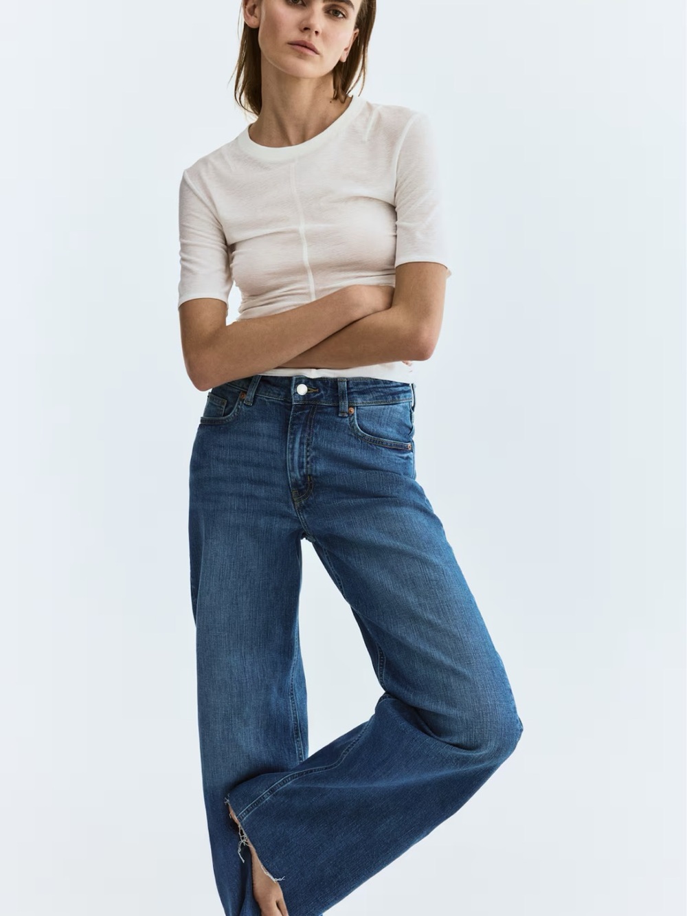 H&M High Waist Wide Leg Jeans NWT